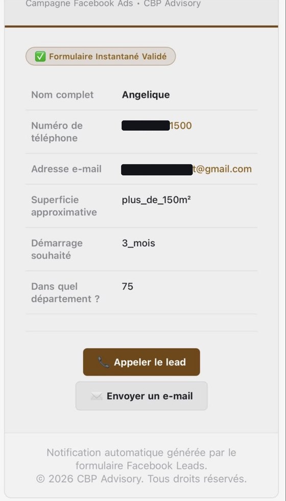 Lead +150 m² à Paris, Formulaire validé, démarrage sous 3 mois