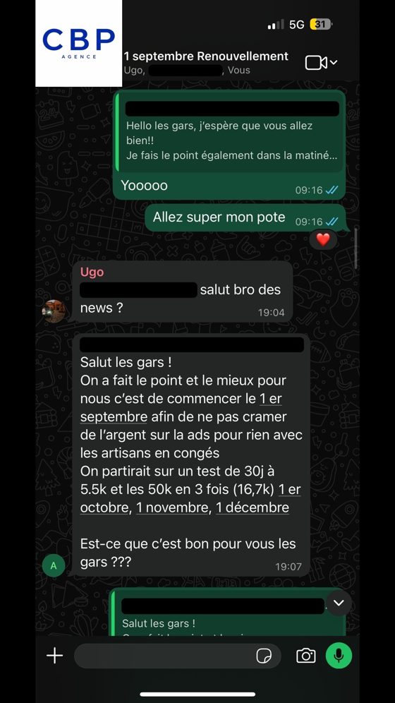 50 k€ engagés, Un client renouvelle sur trois mois